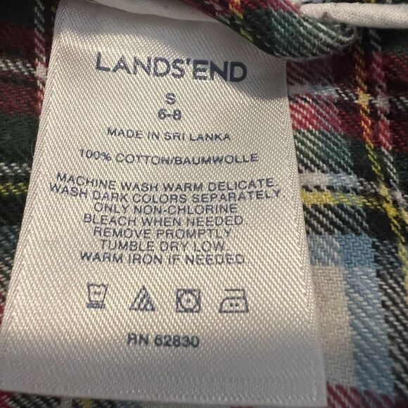 Lands’ End Women’s Flannel Pyjama Night Shirt Christmas Plaid - Picture 3 of 3